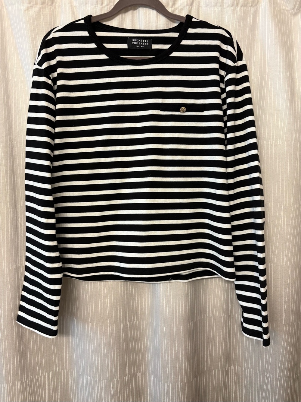 Brunette The Label Black & White Striped Long-Sleeve Tee